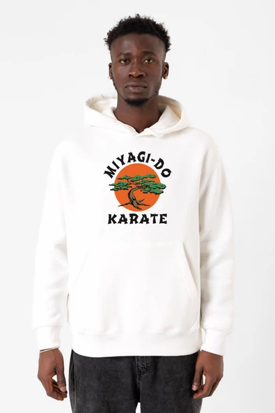 Cobra Kai Miyagi Do Karate Beyaz Erkek 3ip Kapşonlu Sweatshirt