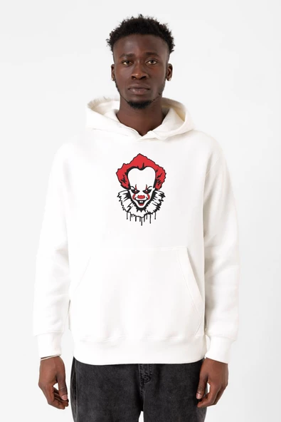 Pennywise Face Beyaz Erkek 3ip Kapşonlu Sweatshirt