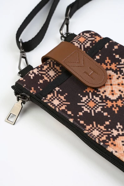 Kadın Çapraz Askılı Telefon Bölmeli Cüzdan Omuz Çantası Deri Kapaklı Gold Lace - 4