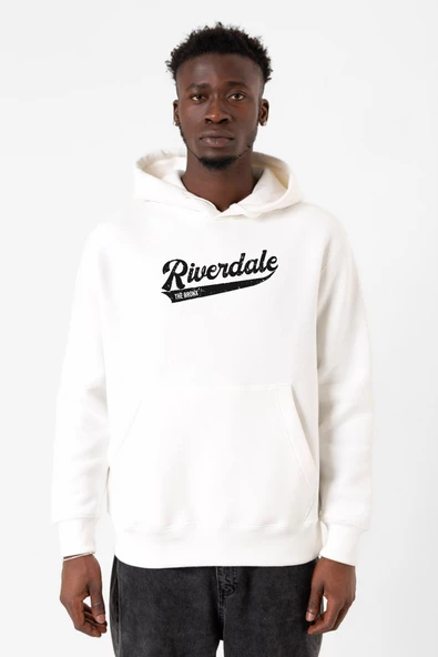 Riverdale Bronx New York City Beyaz Erkek 3ip Kapşonlu Sweatshirt
