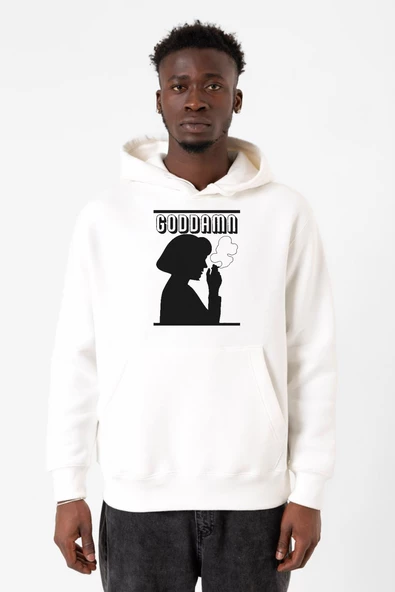 Pulp Fiction  Goddamn Beyaz Erkek 3ip Kapşonlu Sweatshirt