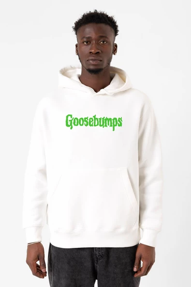 Goosebumps Lettern Beyaz Erkek 3ip Kapşonlu Sweatshirt