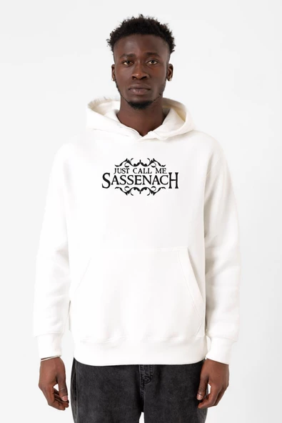 Outlander Just Call Me Sassenach Beyaz Erkek 3ip Kapşonlu Sweatshirt
