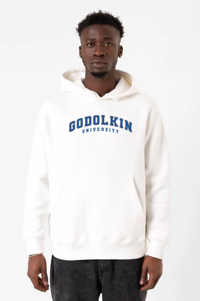 Gen V Godolkin University Letter Beyaz Erkek 3ip Kapşonlu Sweatshirt