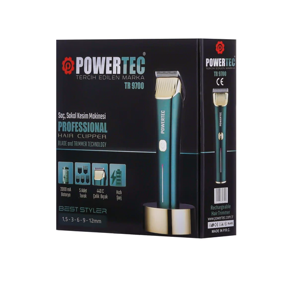 Powertec TR-9700 Profesyonel Saç Sakal Tıraş Makinesi - 3