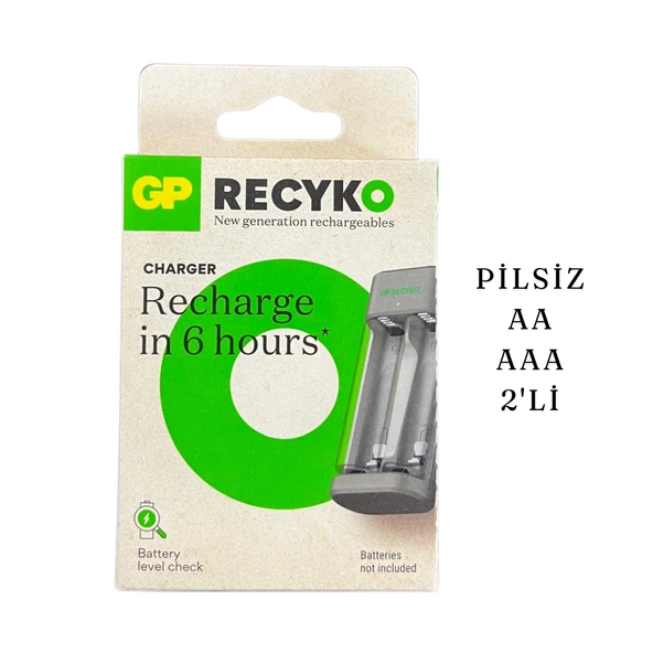 GP ŞARJ CİHAZI 2'LI AA/AAA PİLSİZ USB'Lİ E211