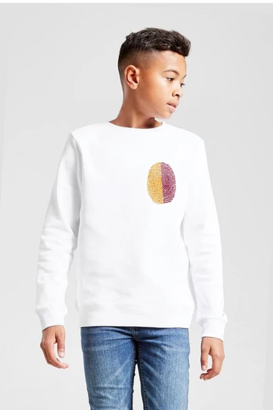 Sarı Kırmızı Parmak İzi Beyaz Çocuk 2ip Sweatshirt
