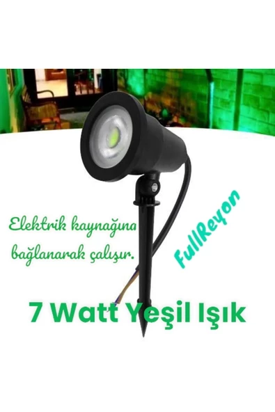 fullreyon Elektrikle Çalışır, 7 Watt YEŞİL IŞIK Kazıklı Bahçe Armatürü, Çim Çiçek, Ağaç Aydınlatma Led Armatür