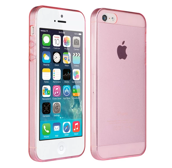 Apple iPhone 5 Kılıf Ultra İnce Silikon Kapak 0.2 mm Pembe