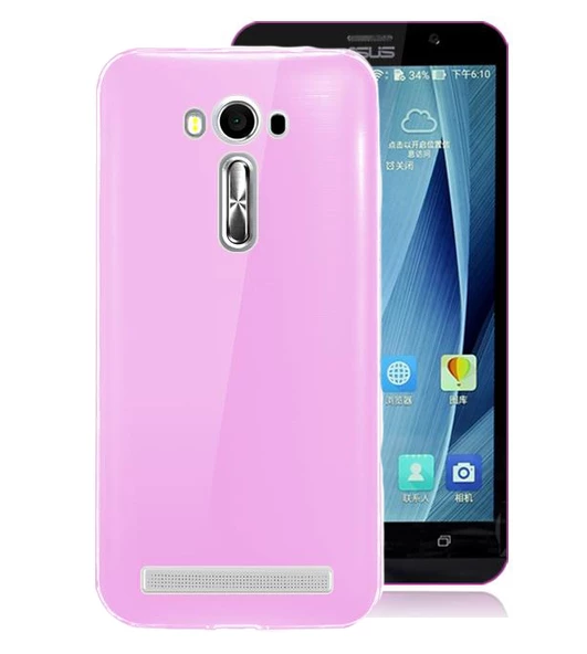 Asus ZE550KL Zenfone 2 Laser Kılıf Ultra İnce Silikon Kapak 0.2 mm Pembe