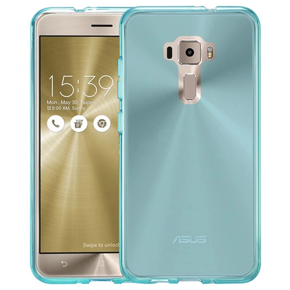 Asus ZS570KL Zenfone 3 Deluxe Kılıf Ultra İnce Silikon Kapak 0.2 mm Mavi