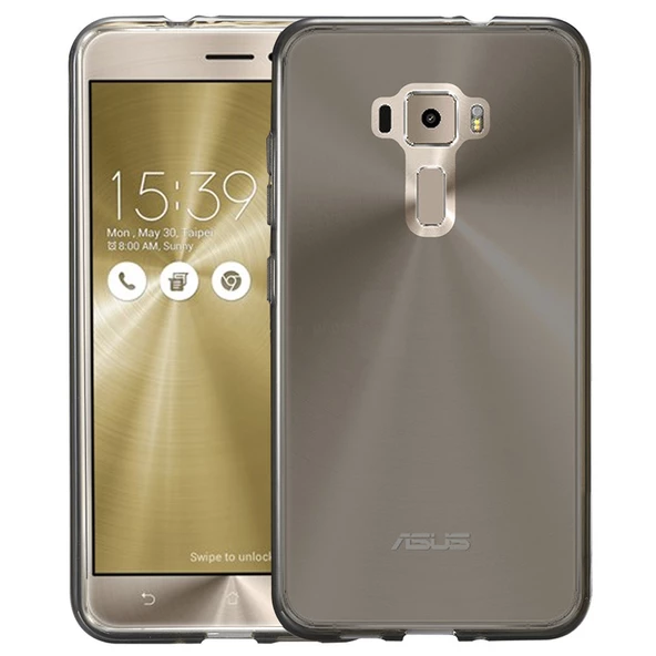 Asus ZS570KL Zenfone 3 Deluxe Kılıf Ultra İnce Silikon Kapak 0.2 mm Füme