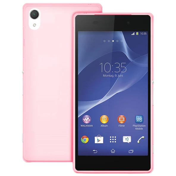 Sony Xperia Z3 Kılıf Ultra İnce Silikon Kapak 0.2 mm Pembe