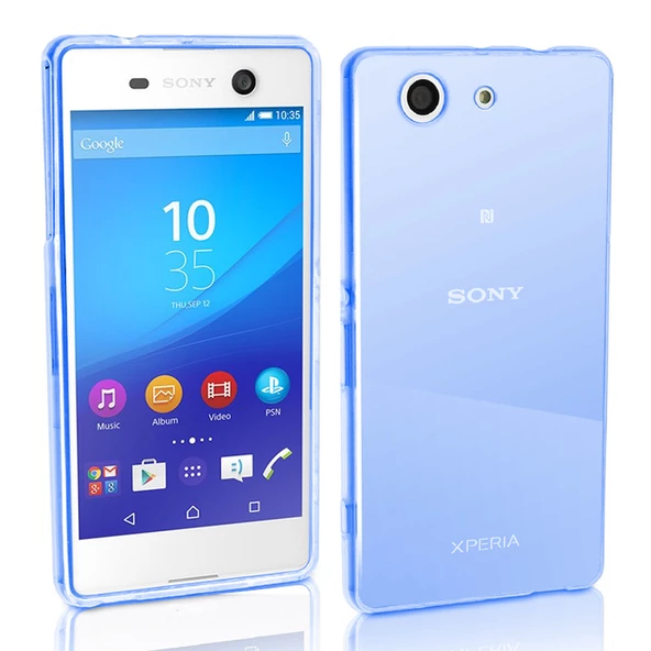 Sony Xperia M5 Kılıf Ultra İnce Silikon Kapak 0.2 mm Mavi