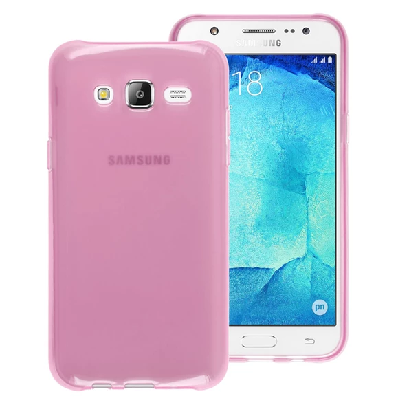 Samsung Galaxy J7 Kılıf Ultra İnce Silikon Kapak 0.2 mm Pembe