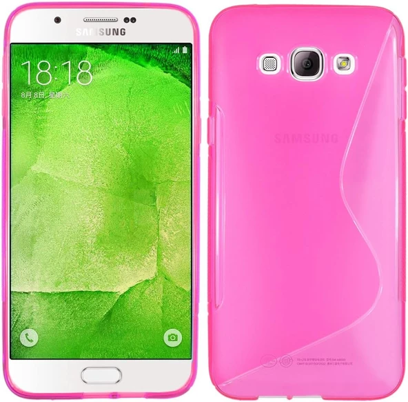 Samsung Galaxy A8 2015 Kılıf Ultra İnce Silikon Kapak 0.2 mm Pembe