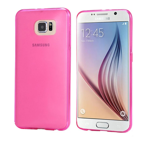 Samsung Galaxy S6 Kılıf Ultra İnce Silikon Kapak 0.2 mm Pembe