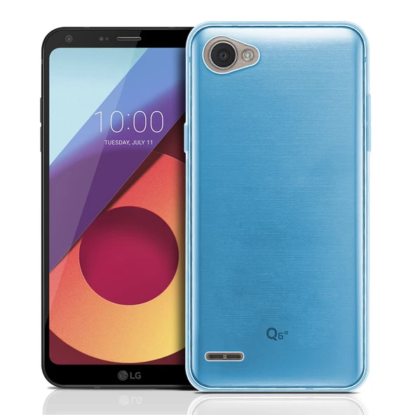 LG Q6 Kılıf Ultra İnce Silikon Kapak 0.2 mm Mavi