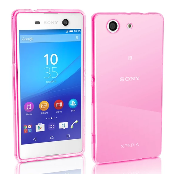 Sony Xperia M5 Kılıf Ultra İnce Silikon Kapak 0.2 mm Pembe