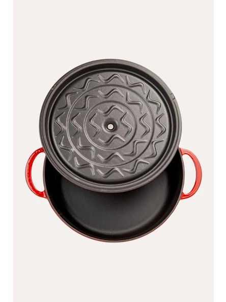 Sürel Kırmızı Demir Döküm Sığ Tencere 24 cm - 3