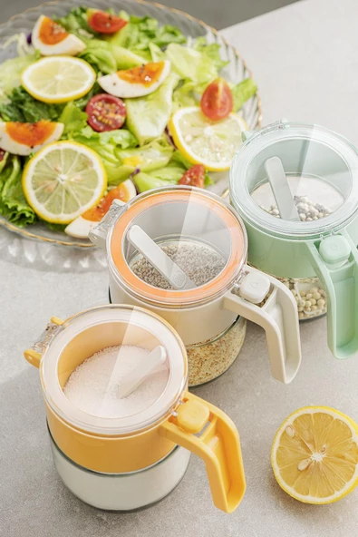 Prachic Turuncu Kaşıklı Cam Baharatlık - 2