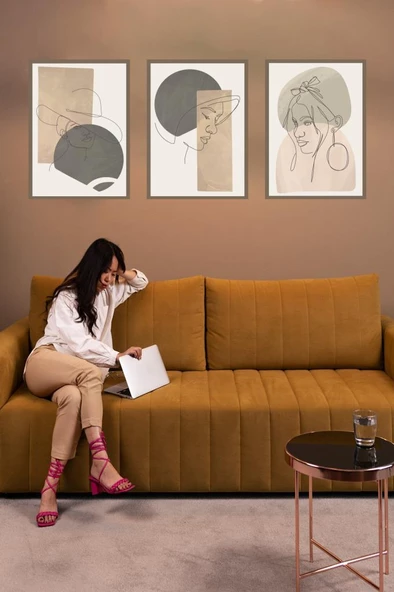 Veraart 3 Parça Çerçeve Görünümlü Mdf Bohem Tablo Seti