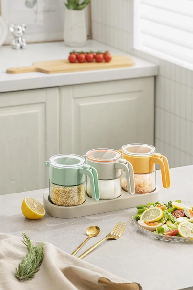 Prachic Turuncu Kaşıklı Cam Baharatlık - 3