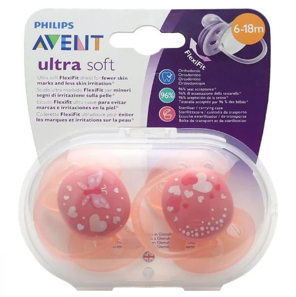 Philips Avent Yalancı Emzik Ultra Soft Desenli Kız | 6-18 Ay, 2 Adet