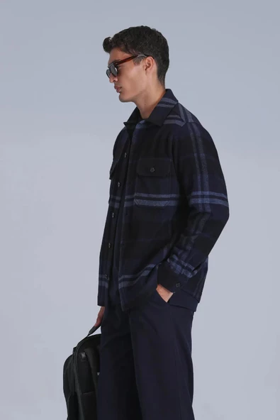 Lufian Barder Erkek Basic Gömlek Slim Fit Lacivert - 5