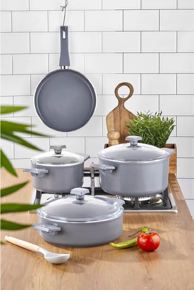 Bonera Atlas 7 Parça Ultra Kristal Seramik Tencere & Tava Seti