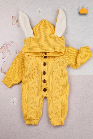 Babyhola Triko İçi Velsoft Kız Erkek Bebek Tavşan Kulaklı Tulum 2800 - 8