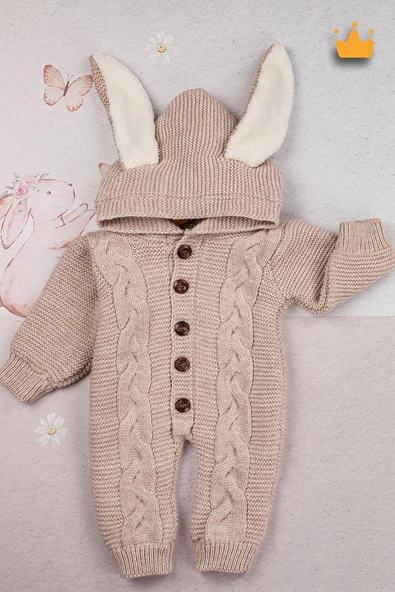 Babyhola Triko İçi Velsoft Kız Erkek Bebek Tavşan Kulaklı Tulum 2800 - 9