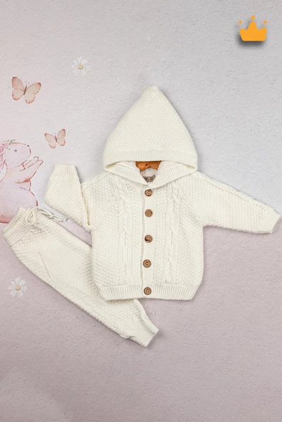 Babyhola Triko Hırka İçi Velsoft Pantolon İçi Astarlı Kız Erkek Bebek Takım 2805 - 10