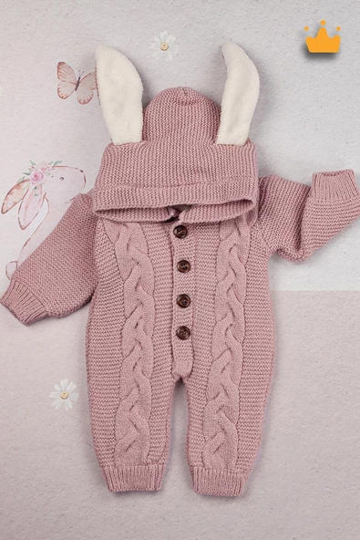 Babyhola Triko İçi Velsoft Kız Erkek Bebek Tavşan Kulaklı Tulum 2800 - 11