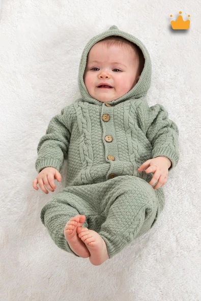 Babyhola Triko Hırka İçi Velsoft Pantolon İçi Astarlı Kız Erkek Bebek Takım 2805 - 6