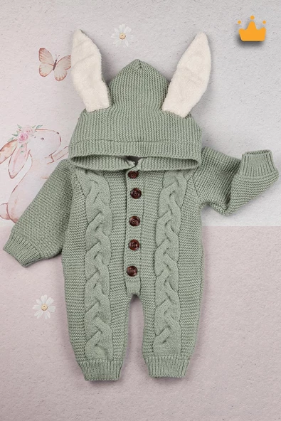 Babyhola Triko İçi Velsoft Kız Erkek Bebek Tavşan Kulaklı Tulum 2800 - 10