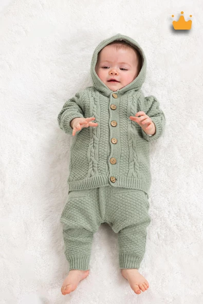 Babyhola Triko Hırka İçi Velsoft Pantolon İçi Astarlı Kız Erkek Bebek Takım 2805 - 5