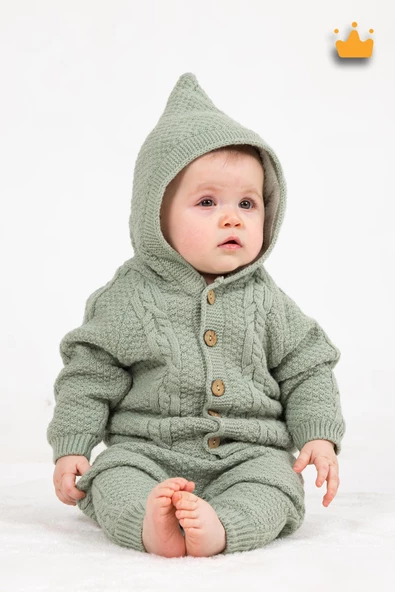 Babyhola Triko Hırka İçi Velsoft Pantolon İçi Astarlı Kız Erkek Bebek Takım 2805 - 3