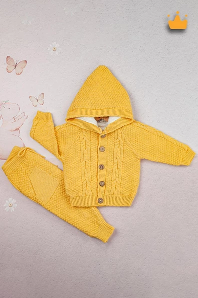 Babyhola Triko Hırka İçi Velsoft Pantolon İçi Astarlı Kız Erkek Bebek Takım 2805 - 12