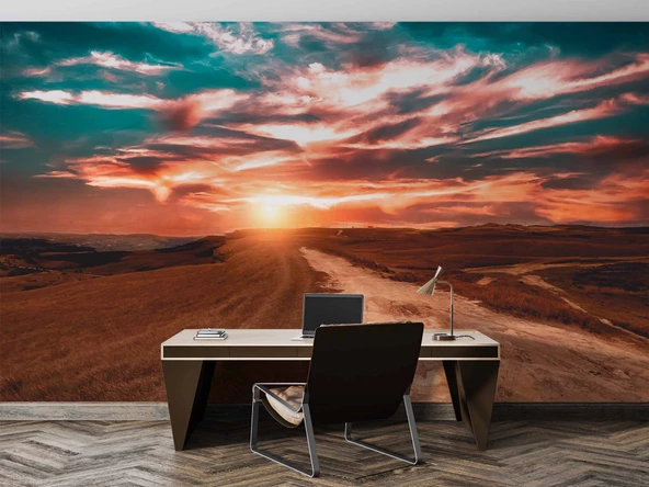 Günbatımı Manzaralı Duvar Kağıdı Baskı - Resim 4