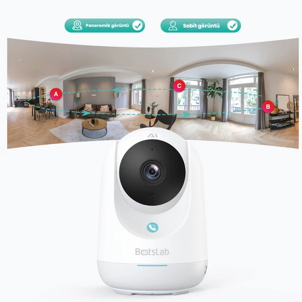 +360 Botslab İndoor Kamera 2C Pro Beyaz 3K 5MP - 6