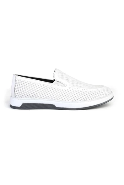 Deriholl Beyaz Erkek Hakiki Deri Loafer Ayakkabı - 3