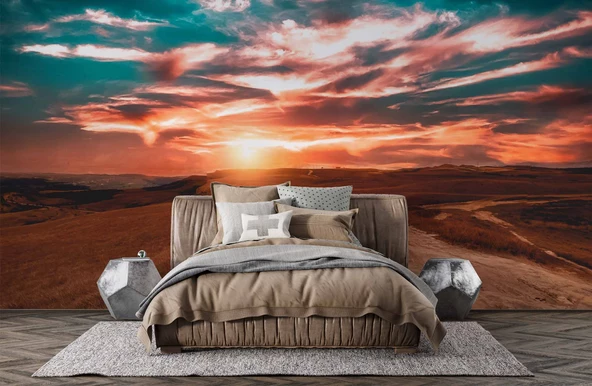 Günbatımı Manzaralı Duvar Kağıdı Baskı - Resim 2