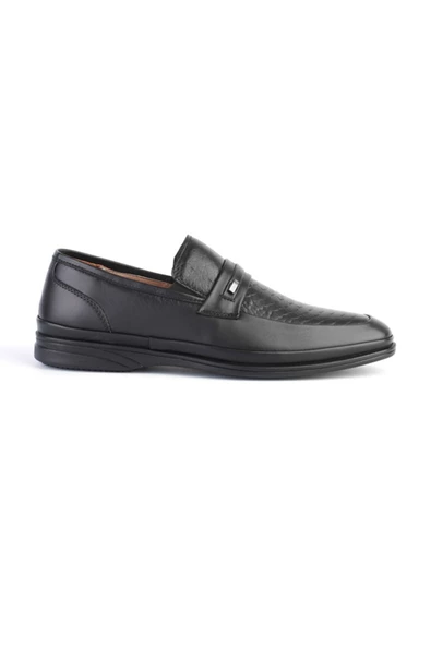 Deriholl Siyah Erkek Hakiki Deri Casual Comfort Ayakkabı - 3