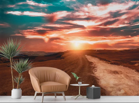 Günbatımı Manzaralı Duvar Kağıdı Baskı - Resim 5