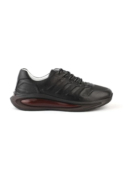 Deriholl Siyah Erkek Hakiki Deri Sneaker & Spor Ayakkabı - 3