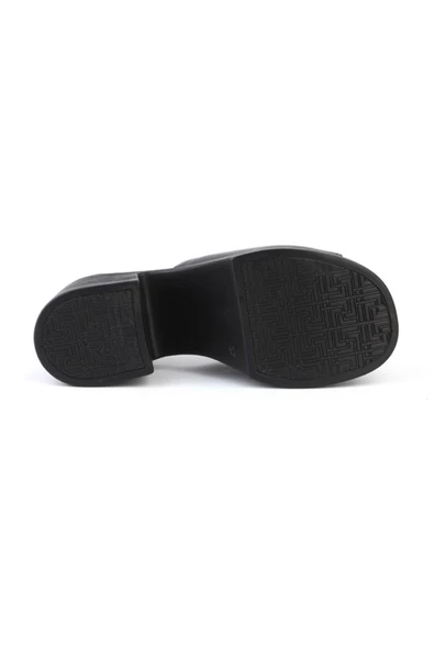 Deriholl Kadın Hakiki Deri Topuklu Terlik - 7