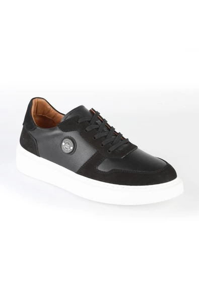 Deriholl Siyah Erkek Deri Sneaker Ayakkabı - 2