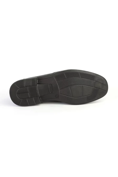 Deriholl Siyah Erkek Hakiki Deri Comfort Klasik Ayakkabı - 4