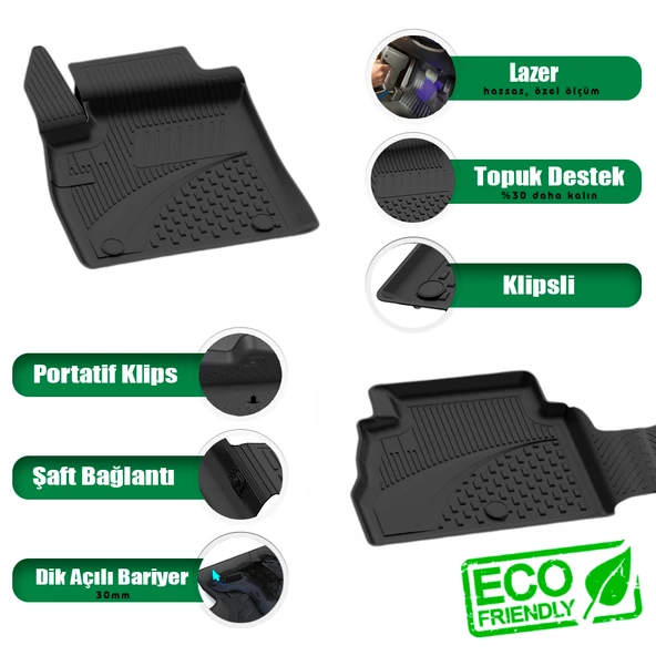 Ford Transit Courier Van 2024+ Uyumlu SAHLER Araca Özel 4.5D Havuzlu Oto Paspas - Courier - Resim 2